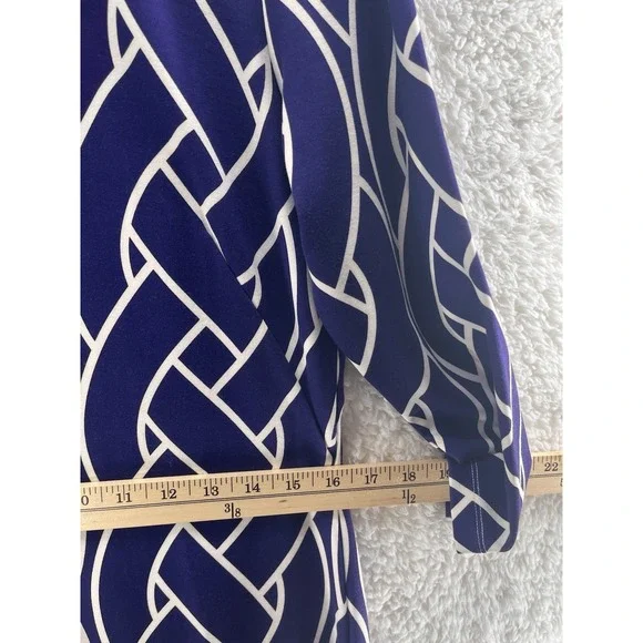 J. McLaughlin Sheath Dress Women's Large Navy Catalina Cloth Braid Stretch Midi - Picture 6 of 11